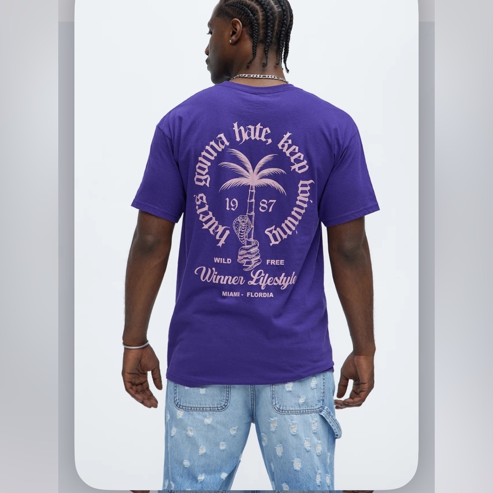 Winners Lifestyle Purple Graphic T-Shirt